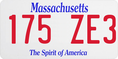 MA license plate 175ZE3