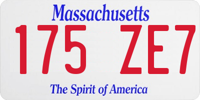 MA license plate 175ZE7