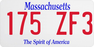 MA license plate 175ZF3