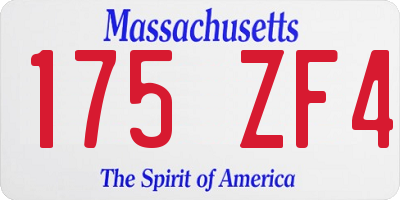 MA license plate 175ZF4