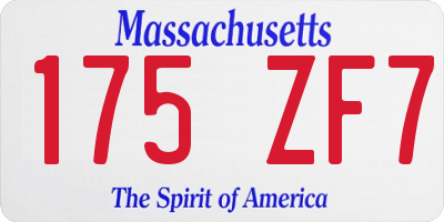 MA license plate 175ZF7