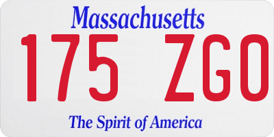 MA license plate 175ZG0