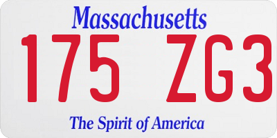 MA license plate 175ZG3