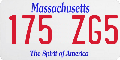 MA license plate 175ZG5
