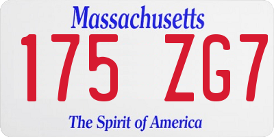 MA license plate 175ZG7