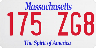 MA license plate 175ZG8