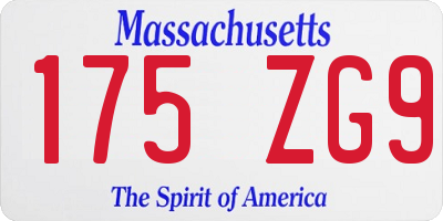 MA license plate 175ZG9