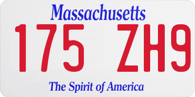 MA license plate 175ZH9