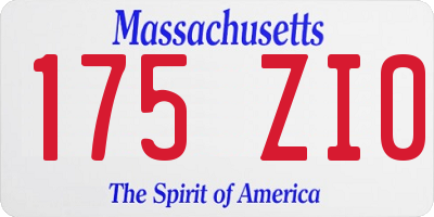 MA license plate 175ZI0