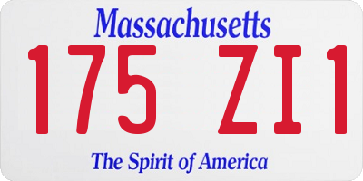 MA license plate 175ZI1