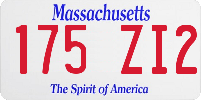 MA license plate 175ZI2