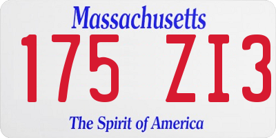 MA license plate 175ZI3