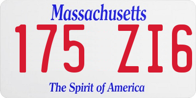 MA license plate 175ZI6