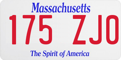 MA license plate 175ZJ0