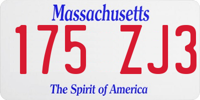 MA license plate 175ZJ3