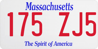 MA license plate 175ZJ5