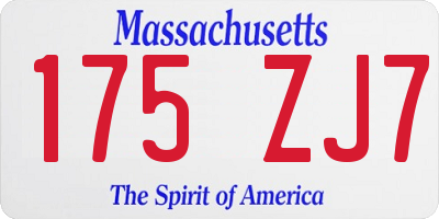 MA license plate 175ZJ7