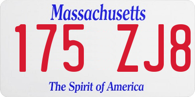 MA license plate 175ZJ8