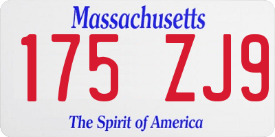 MA license plate 175ZJ9
