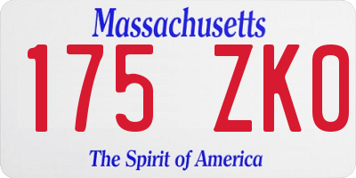 MA license plate 175ZK0