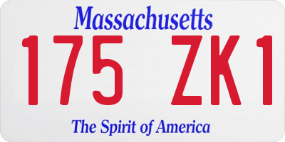 MA license plate 175ZK1