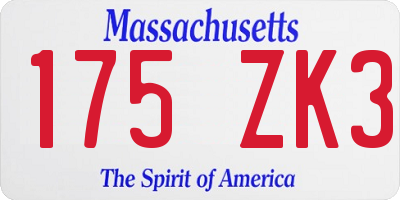 MA license plate 175ZK3