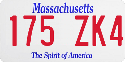 MA license plate 175ZK4