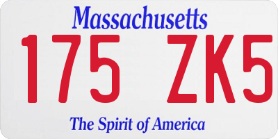 MA license plate 175ZK5