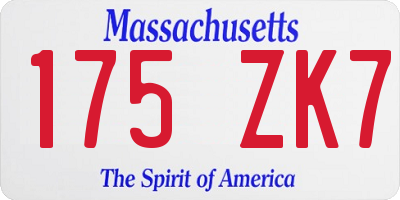 MA license plate 175ZK7