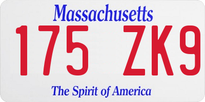 MA license plate 175ZK9