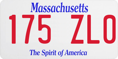MA license plate 175ZL0