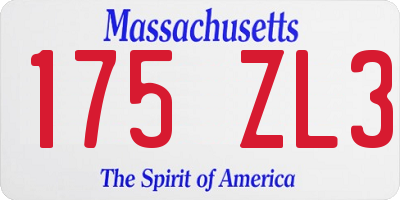 MA license plate 175ZL3