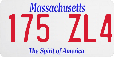 MA license plate 175ZL4