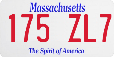 MA license plate 175ZL7