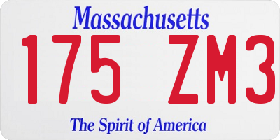 MA license plate 175ZM3