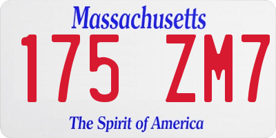 MA license plate 175ZM7