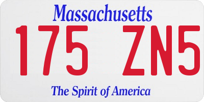 MA license plate 175ZN5
