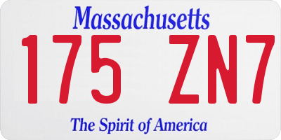MA license plate 175ZN7