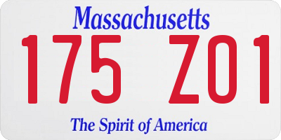 MA license plate 175ZO1
