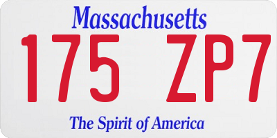 MA license plate 175ZP7