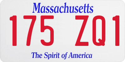 MA license plate 175ZQ1
