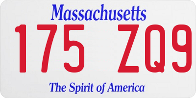 MA license plate 175ZQ9