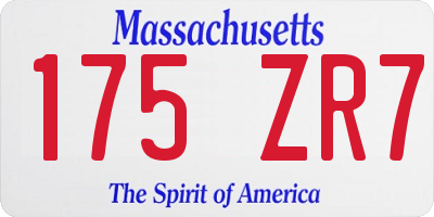 MA license plate 175ZR7