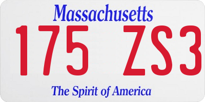 MA license plate 175ZS3