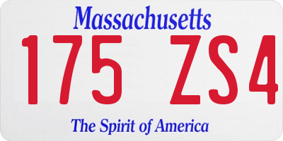MA license plate 175ZS4