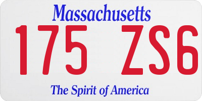 MA license plate 175ZS6