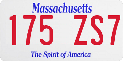 MA license plate 175ZS7