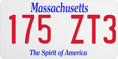 MA license plate 175ZT3