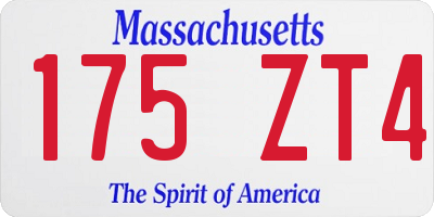 MA license plate 175ZT4