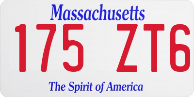 MA license plate 175ZT6